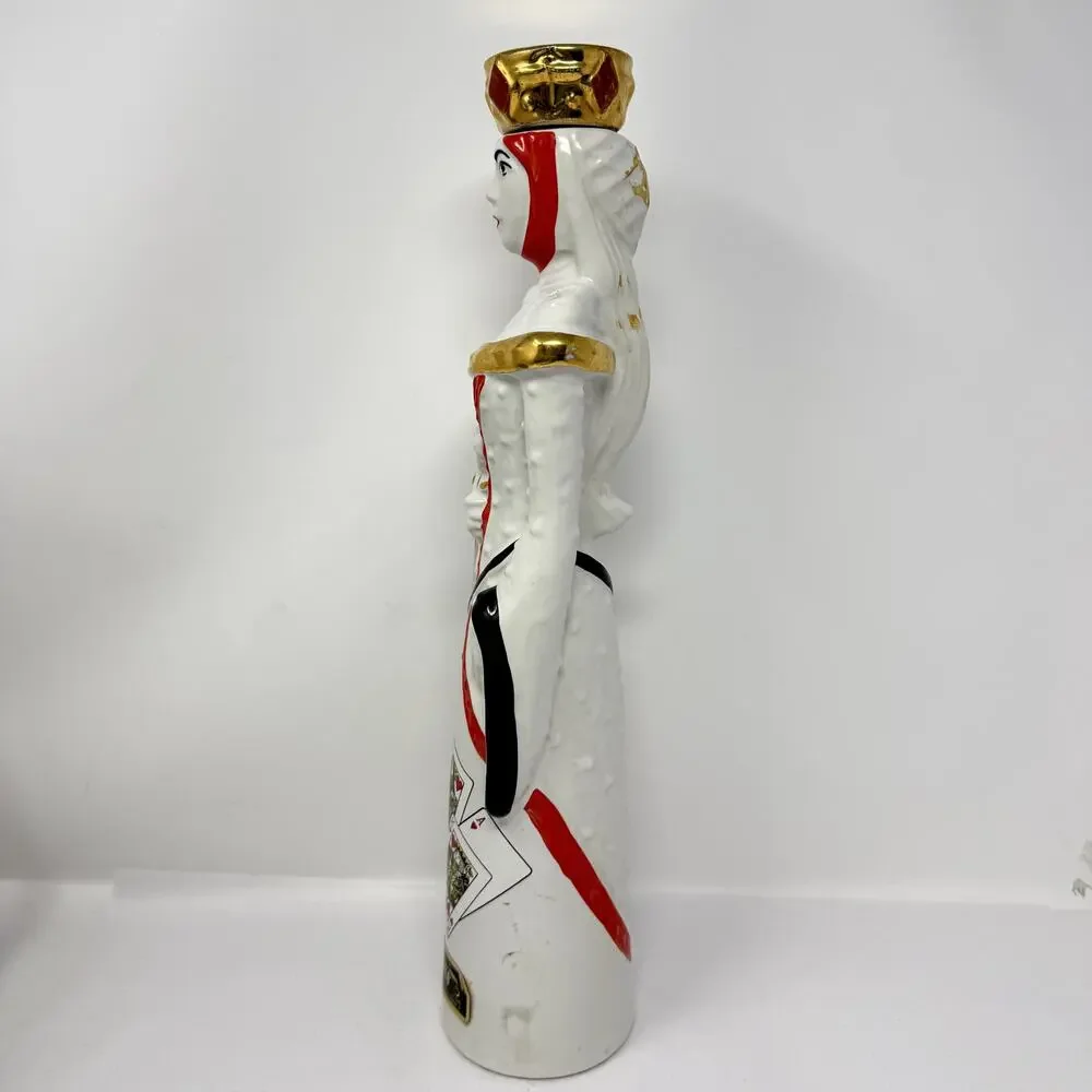 Ezra Brooks Queen of Hearts US Navy Whiskey Decanter Vintage Poker Bottle *Flaw